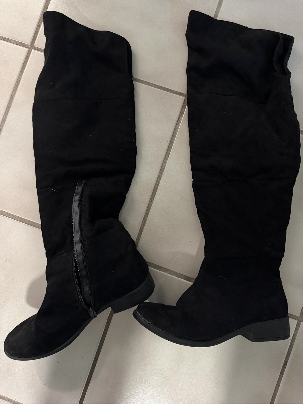 Black Over-the-Knee Women's Boots - Sleek Tall Zip Boot